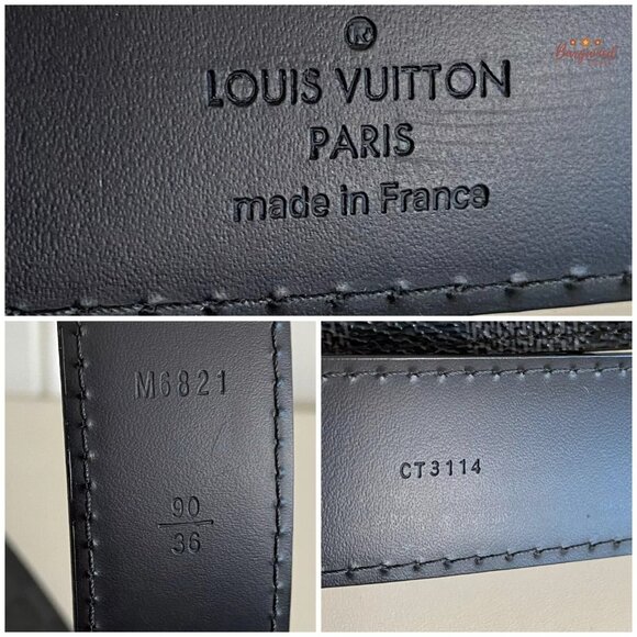 Authentic Louis Vuitton Canvas Leather Damier Graphite Ellipse Buckle Belt 90/36 - Picture 7 of 13